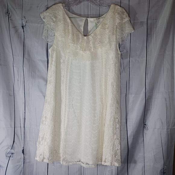 Umgee Elegant Lace Mini Dress in Cream NWT - Picture 1 of 15